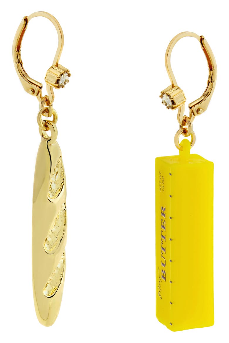 Bread 'n Butter Mismatched Leverback Earrings, Alternate, color, YELLOW