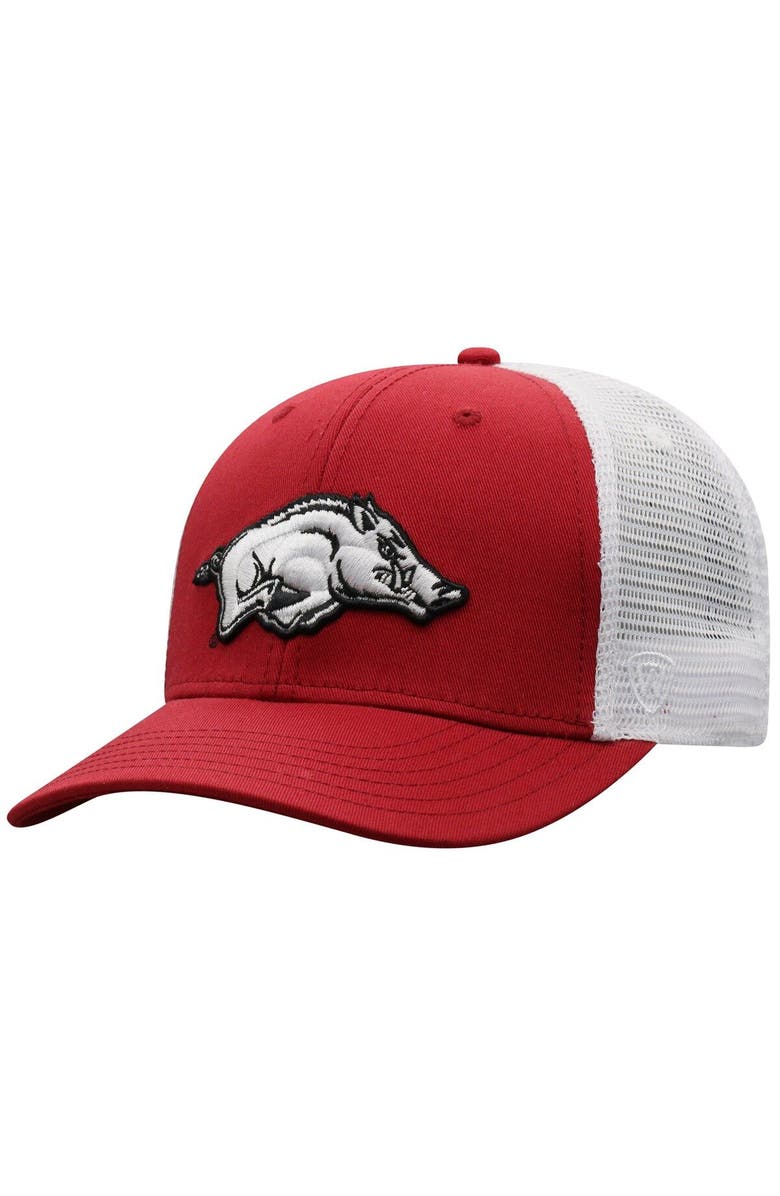 TOP OF THE WORLD Men's Top of the World Cardinal/White Arkansas Razorbacks Trucker Snapback Hat, Main, color, Cardinal