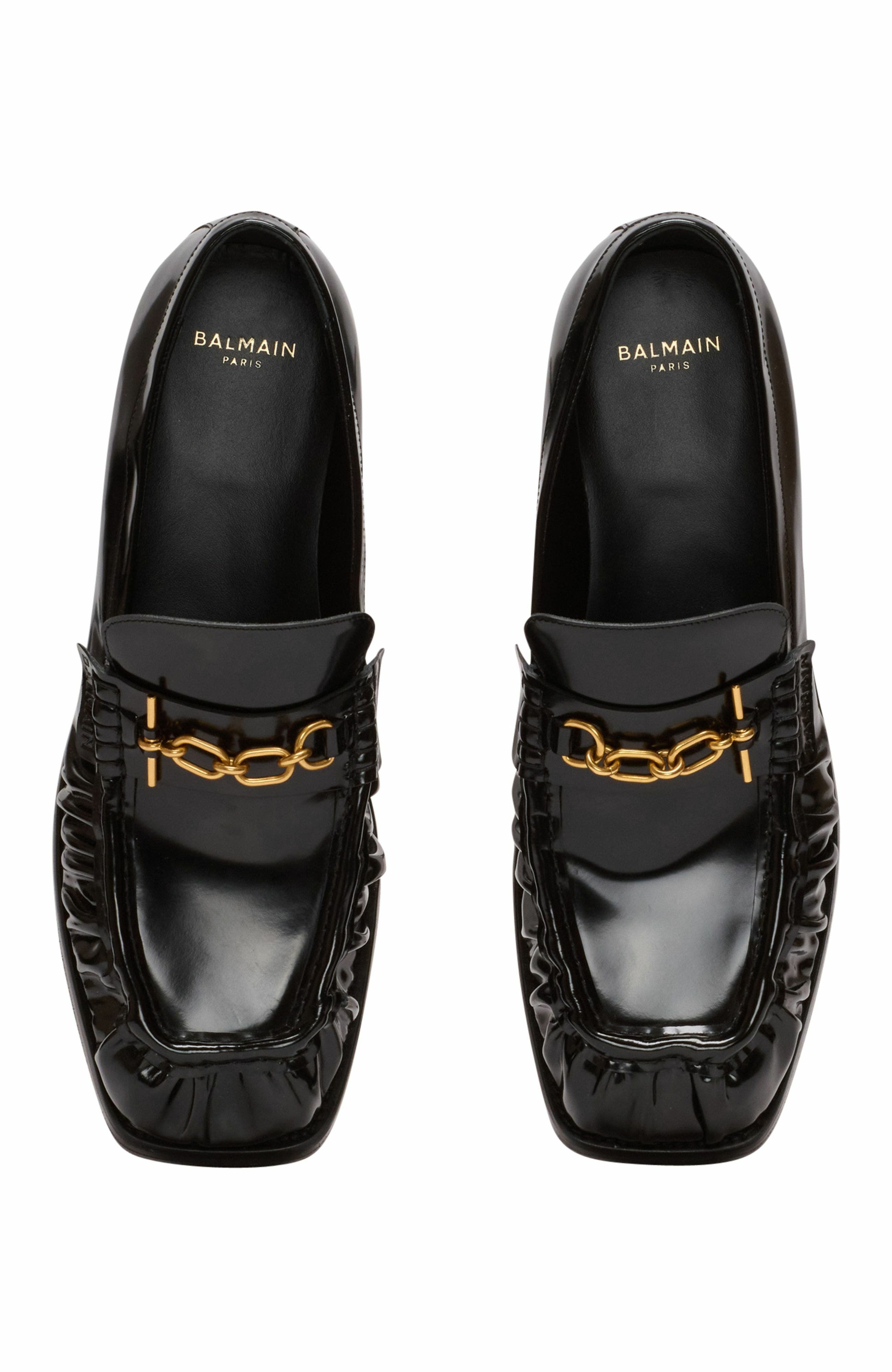 Balmain Sync Glazed Leather Loafers, Alternate, color, 