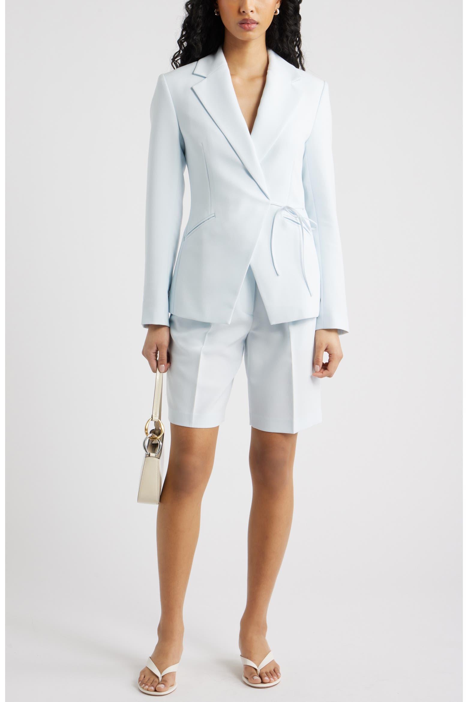 Open Edit Icon Twill Side Tie Blazer (Women) | Nordstrom