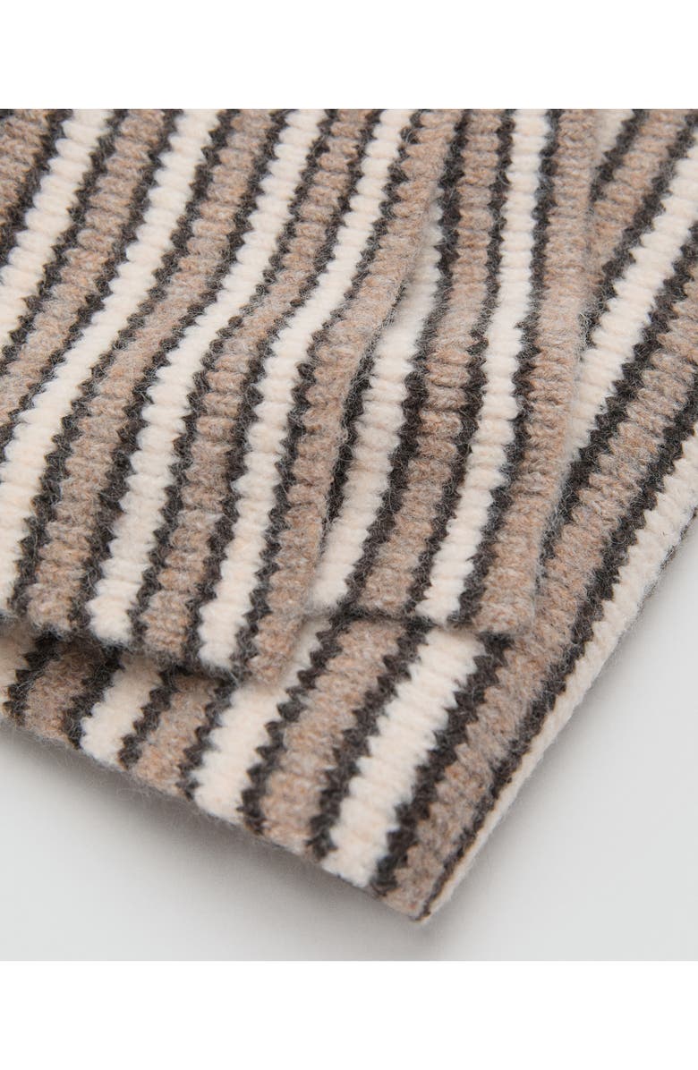 MANGO TEEN Striped Knit Scarf, Alternate, color, Brown