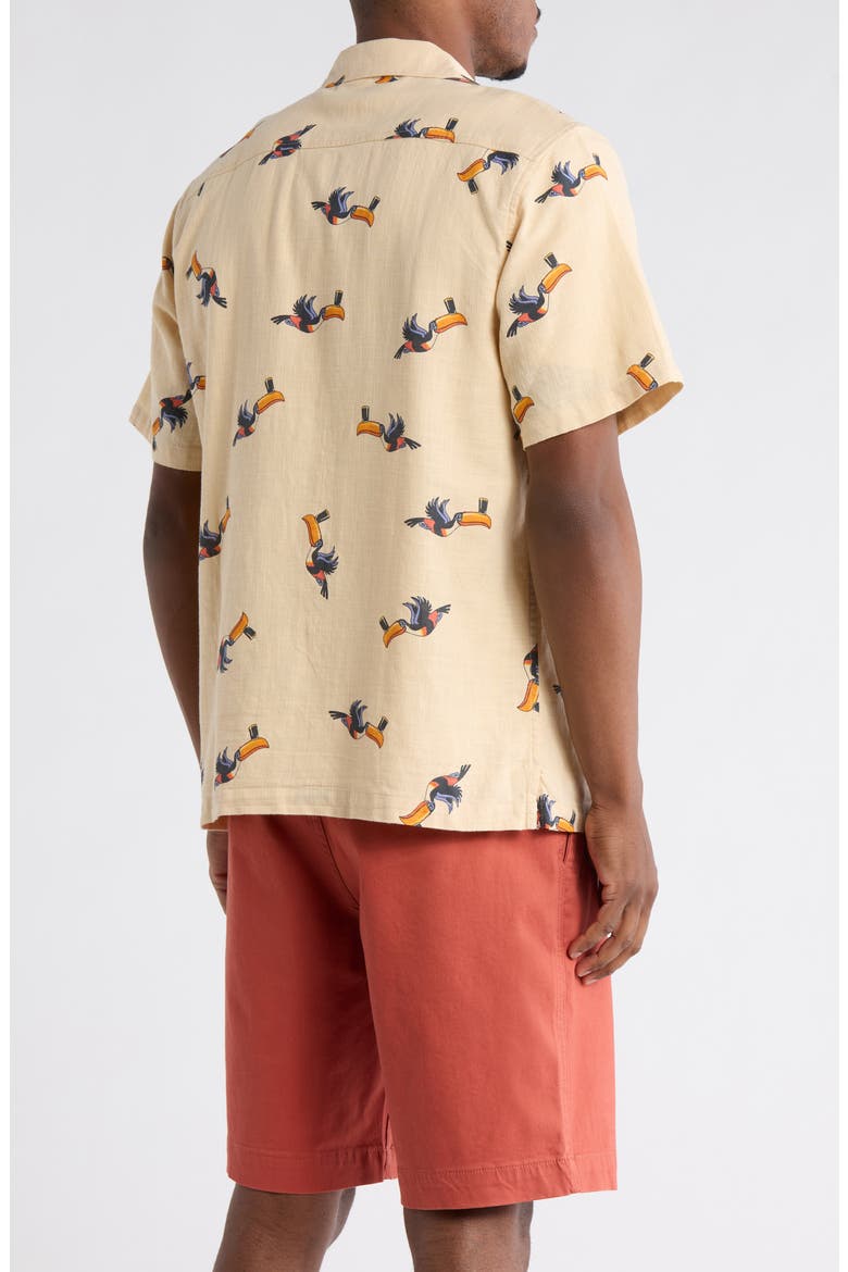 x Guinness Toucan Cotton Camp Shirt, Alternate, color, NATURAL MULTI PRINT