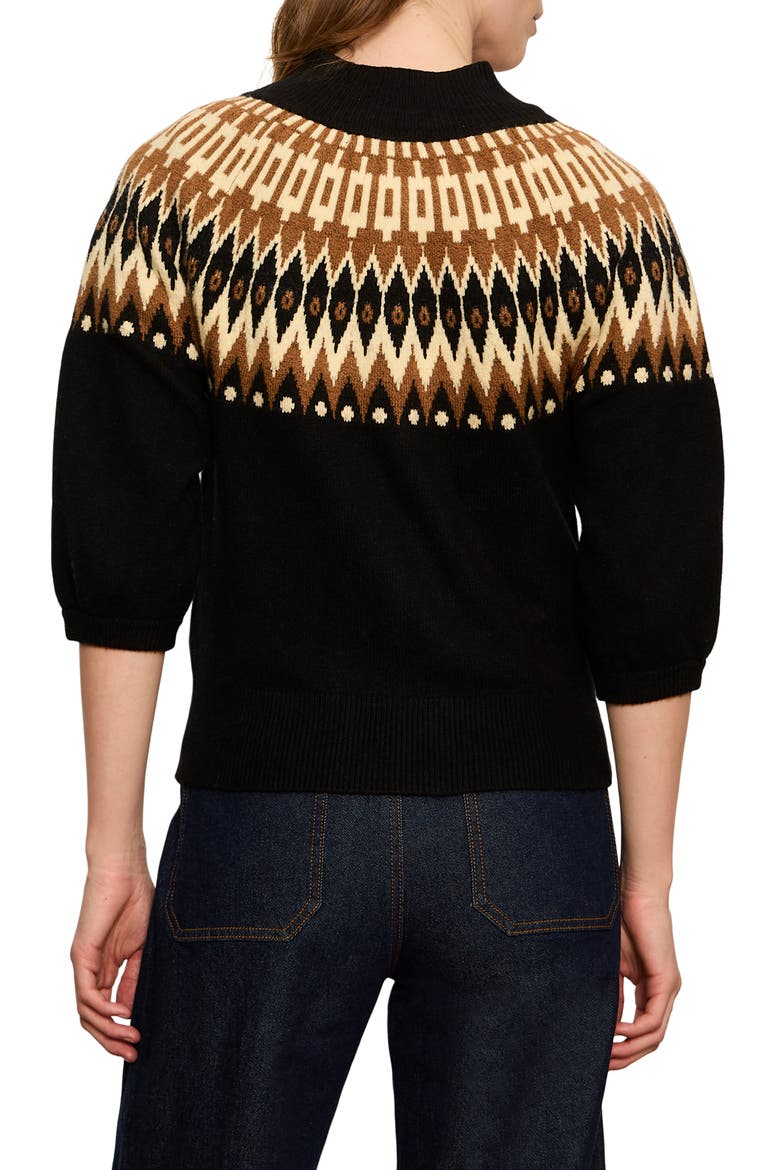 Fair Isle Front Zip Cotton Blend Cardigan, Alternate, color, POCONOS FAIRISLE