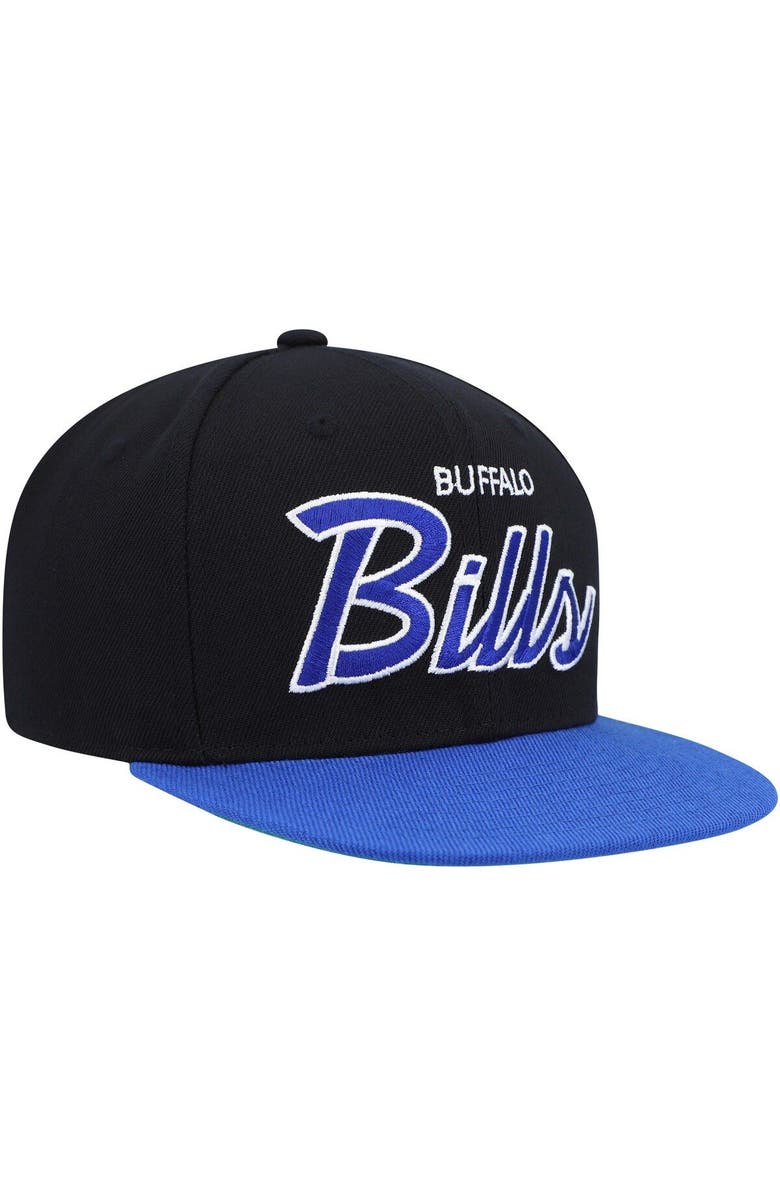 Mitchell & Ness Youth Mitchell & Ness Black/Royal Buffalo Bills Team Script Snapback Hat, Alternate, color, 