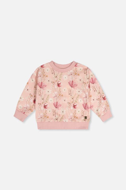 French Terry Floral Ribbed Cuff Sweatshirt