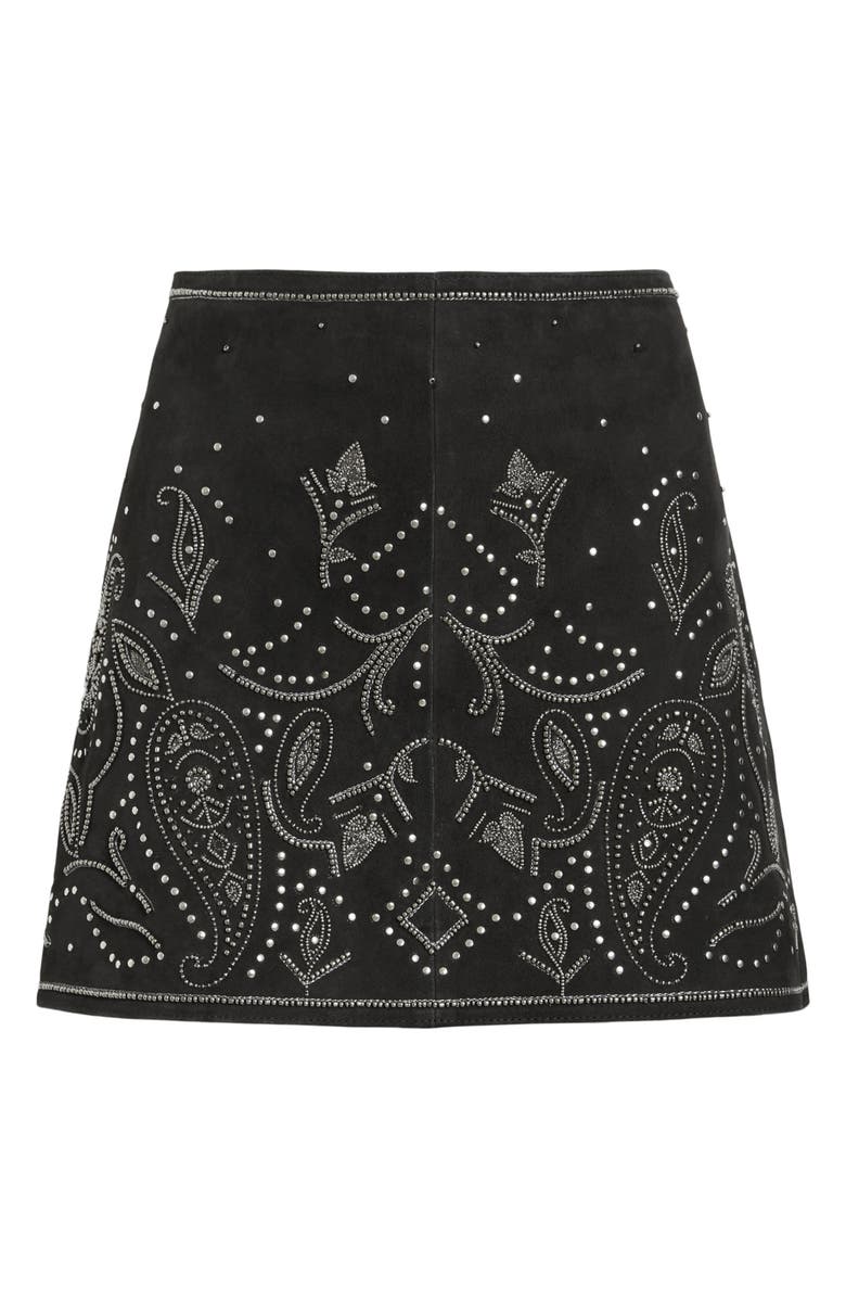 AllSaints Shai Embellished Leather Miniskirt, Alternate, color,