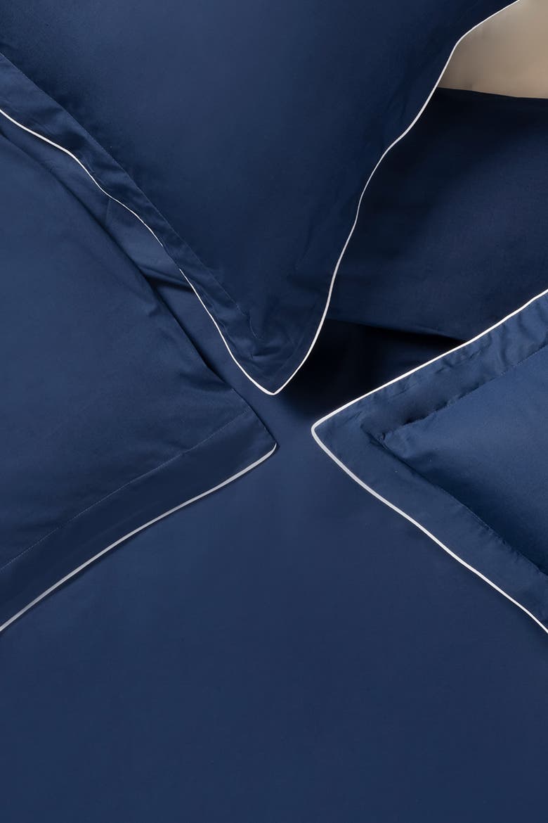 Brito Piping Cotton Percale King Duvet Cover Set, Alternate, color, Navy