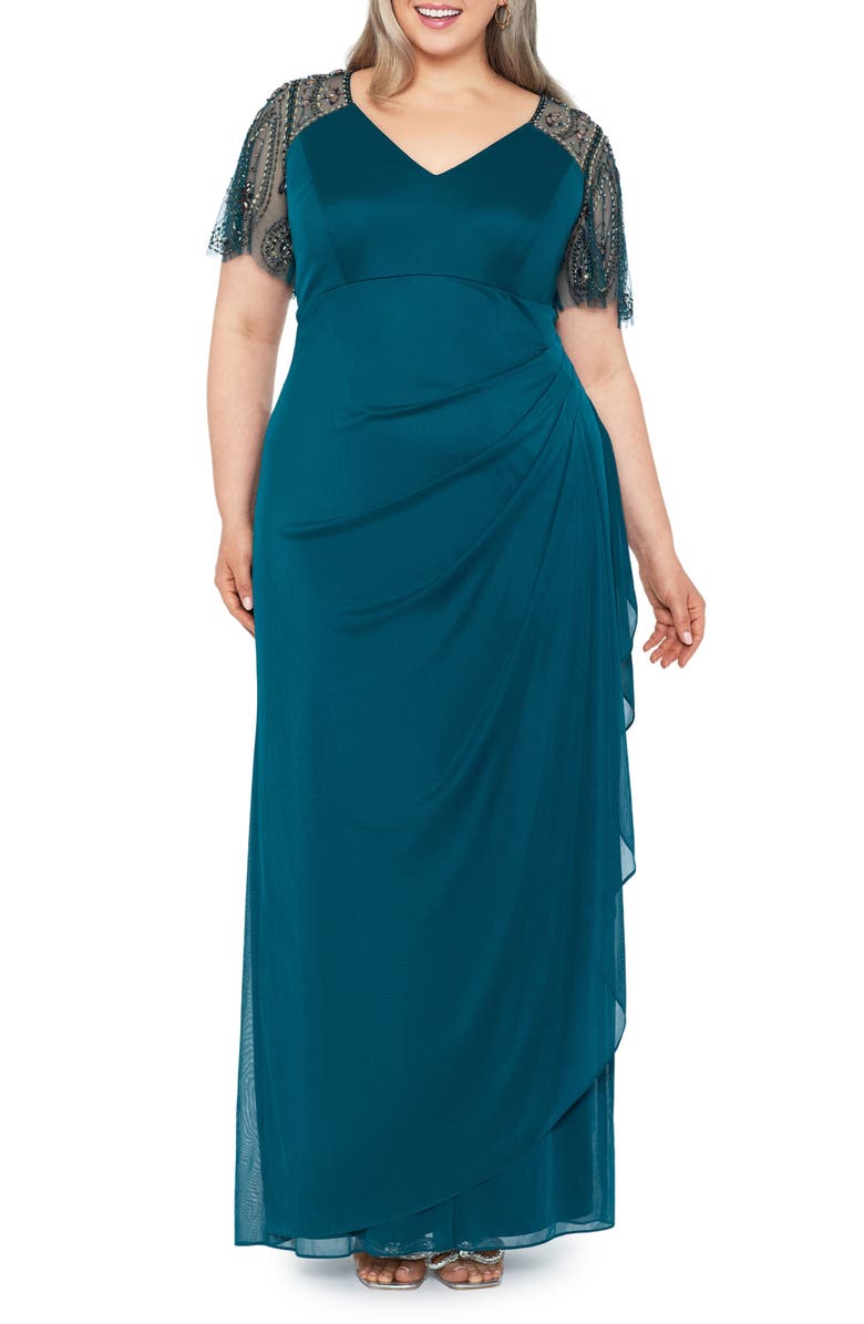Xscape Evenings Xscape Embellished Chiffon Column Gown, Alternate, color, 