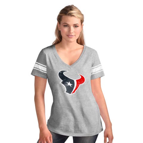 Women's G-III 4Her by Carl Banks  Heather Gray Houston Texans First Pick Distressed V-Neck T-Shirt
