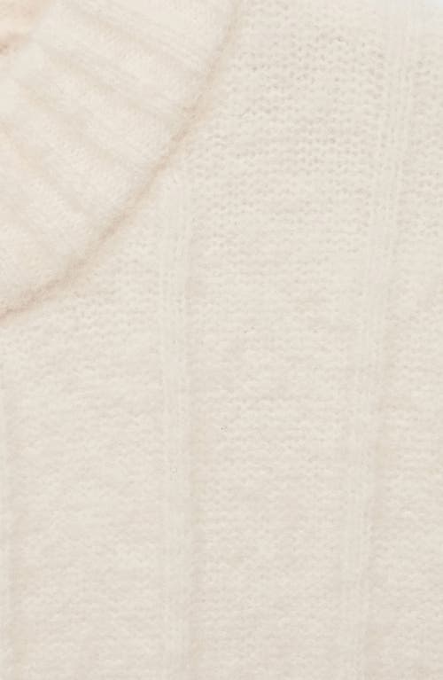 Mango Perkins Rib Mock Neck Sweater In Ecru