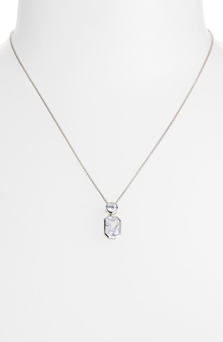Nadri Brooklyn Cubic Zirconia Pendant Necklace, Alternate, color, Rhodium