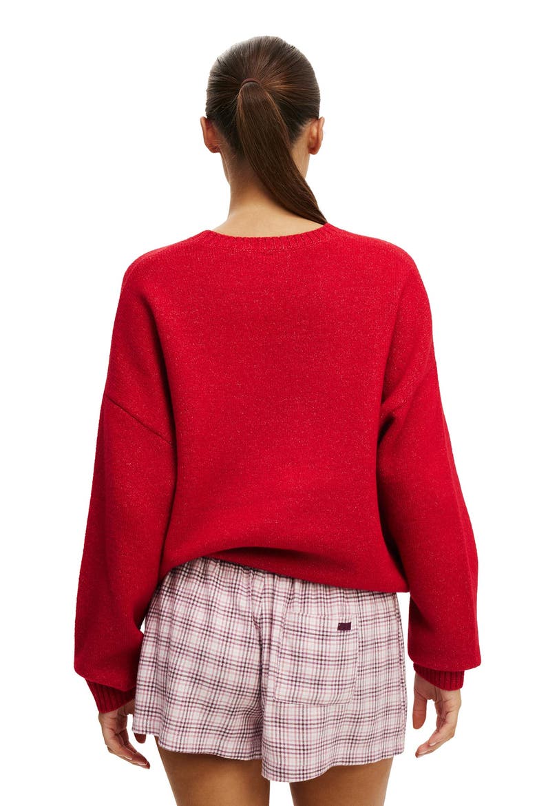 Women's Oversized Knit Sweater, Alternate, color, Glowberry Midnight Society