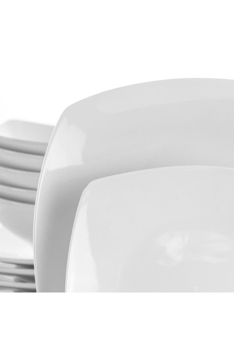 Newman 18 Piece Square Porcelain Dinnerware Set, Alternate, color, White
