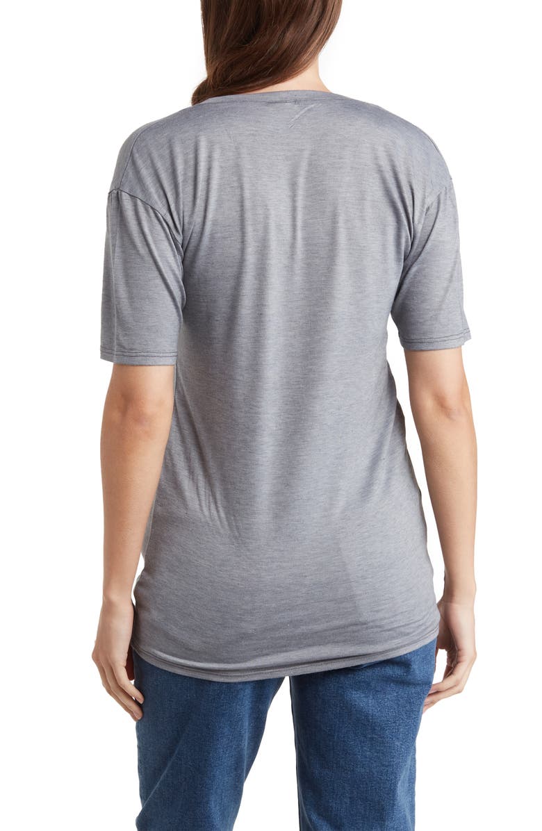 GO COUTURE Deep V-Neck Art Print T-Shirt, Alternate, color, Grey Butterfly