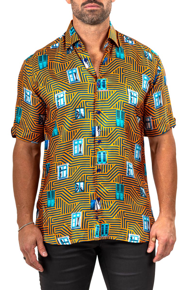 Maceoo Galileo Marthy Short Sleeve Button-Up Shirt, Main, color,