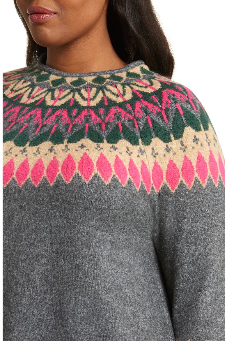 Fair Isle Sweater, Alternate, color, MEDIUM HEATHER GREY