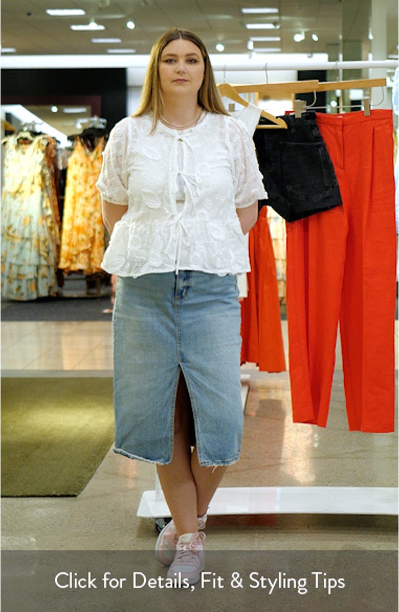 Dory Floral Embroidered Tie Front Top