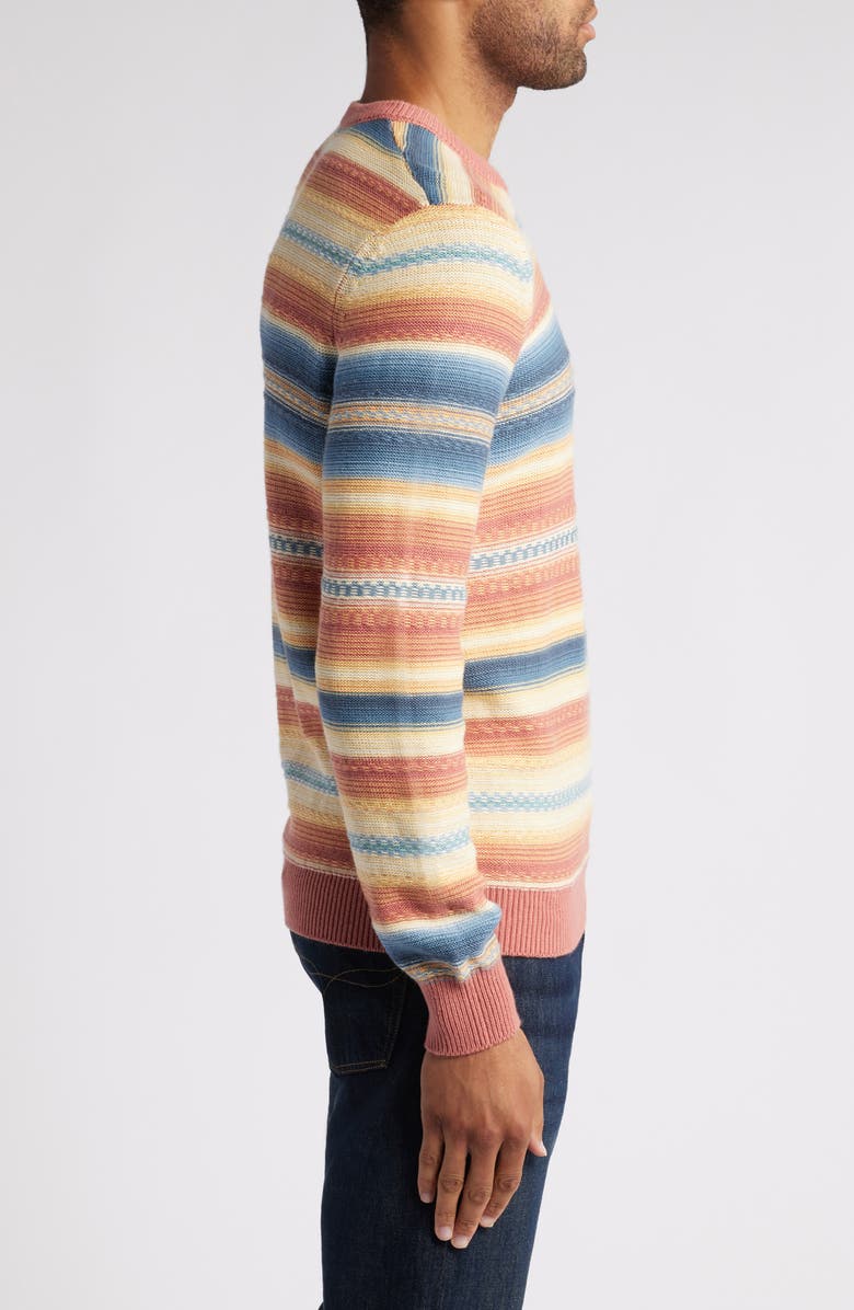 Faherty Stripe Crewneck Sweater, Alternate, color, Red Basin Ombre