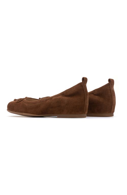 Abeo Cadence Bow Ballet Flat In Caramel Suede - Metatarsal