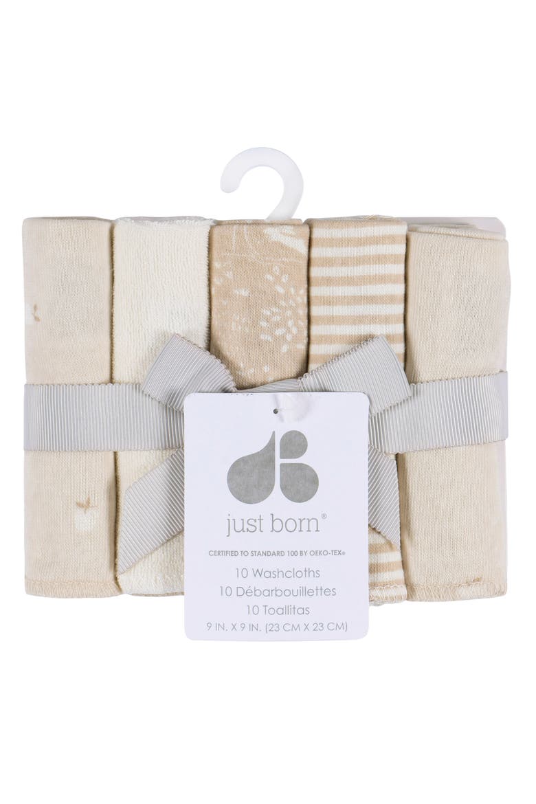 French Terry Washcloths Set, Pinks, One Size, Alternate, color, Nature Tan