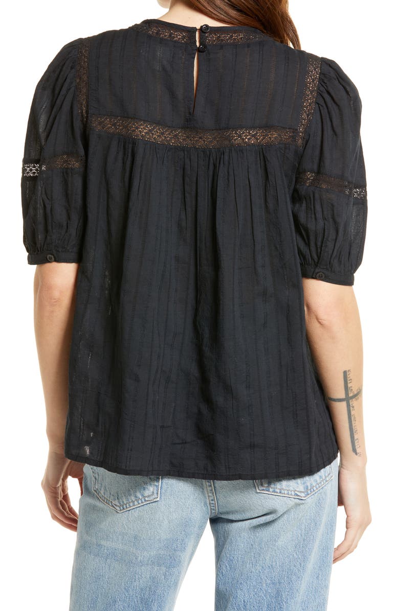 Treasure & Bond Lace Inset Puff Sleeve Blouse, Alternate, color, 