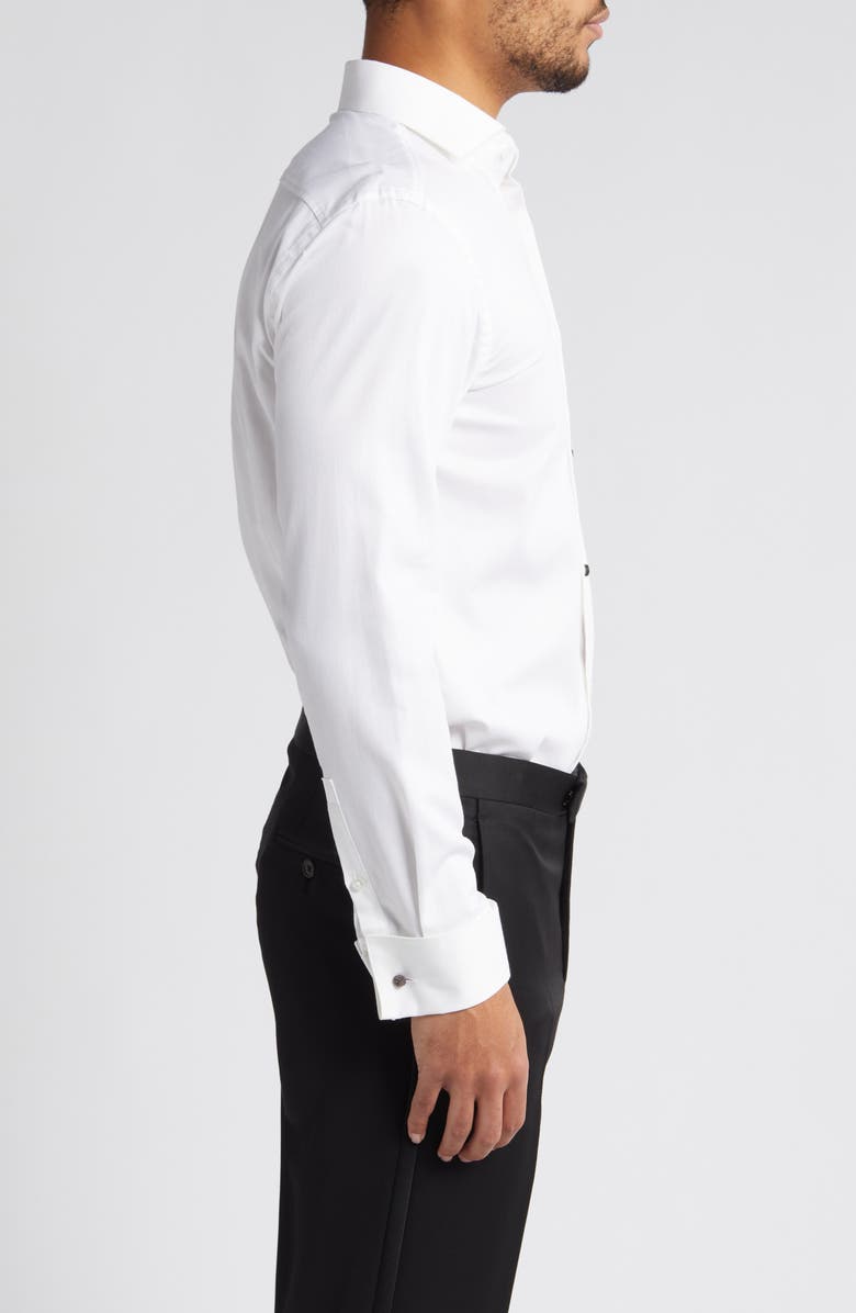 BOSS Hank Slim Fit Tuxedo Shirt, Alternate, color, Wht