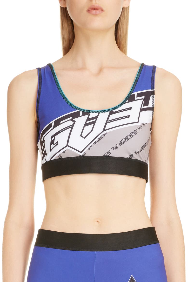 Logo Sports Bra, Main, color, BLACK/ BLUE
