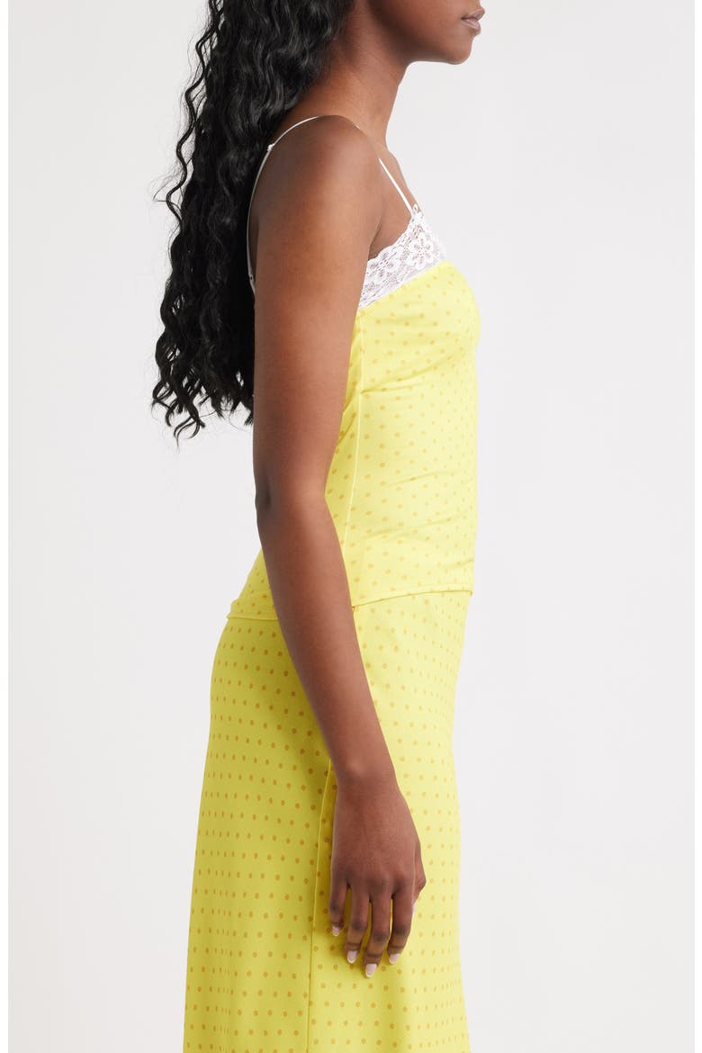 The Evelyn Polka Dot Lace Trim Camisole, Alternate, color, YELLOW