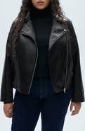 MANGO Faux Leather Moto Jacket