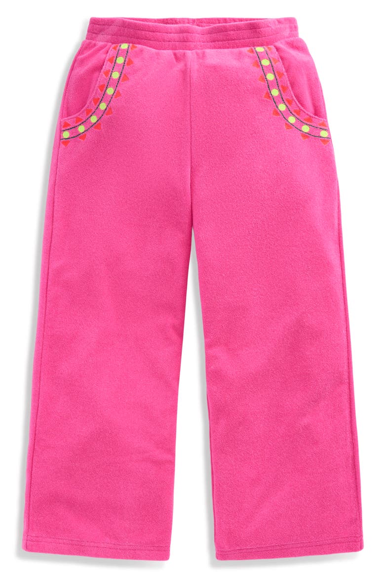 Kids' Straight Leg Terry Cover-Up Pants, Main, color, PINK EMBROIDERED
