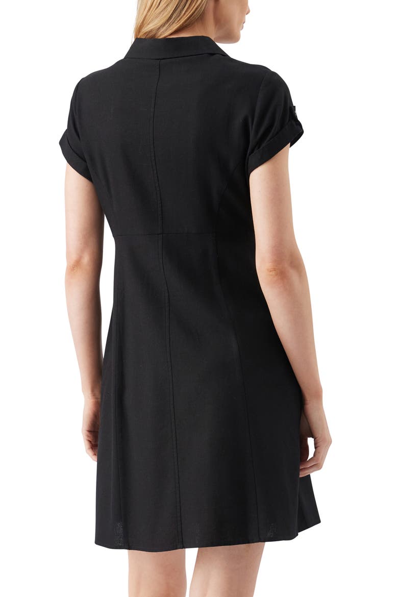 Colette Tie Up Linen Dress, Alternate, color, Black