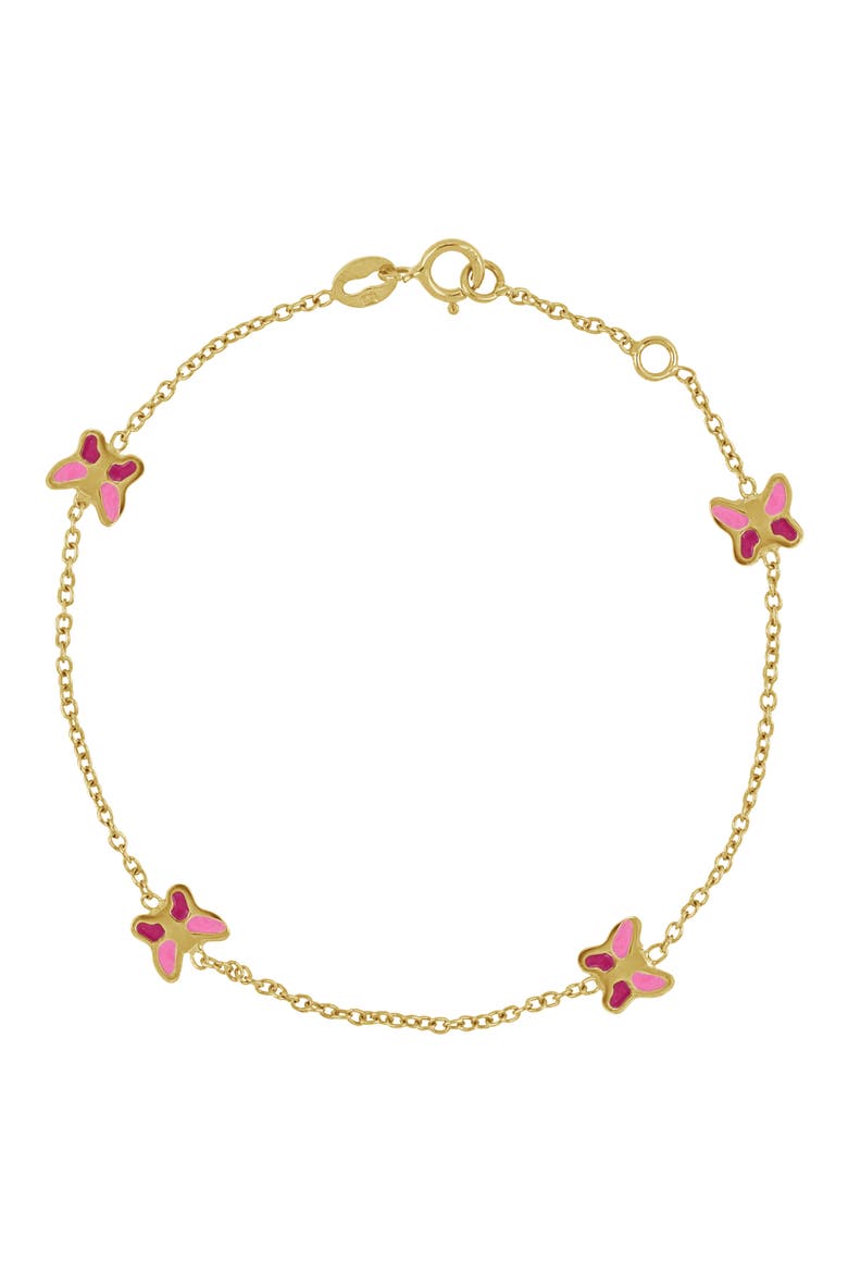 Kids' 14K Gold Butterfly Station Bracelet (Nordstrom Exclusive), Main, color, 14K YELLOW GOLD