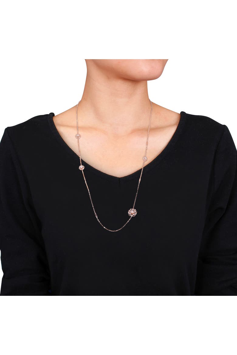 Diamond Station Floral Necklace 18k Rose Gold, Alternate, color, Rose Gold