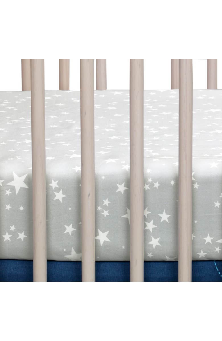 Lambs & Ivy Milky Way Stars 100% Cotton Baby Fitted Crib Sheet, Alternate, color, Gray