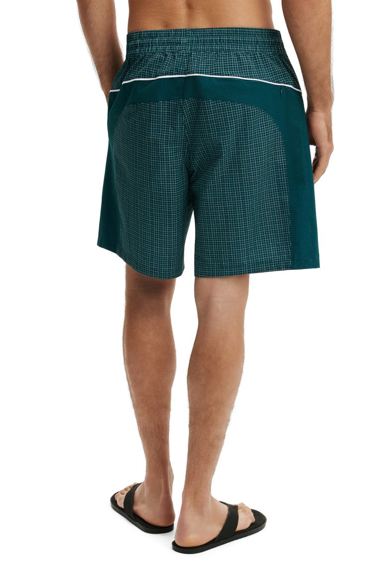 Men's Baggy Swim Short, Alternate, color, Teal Check Seersucker