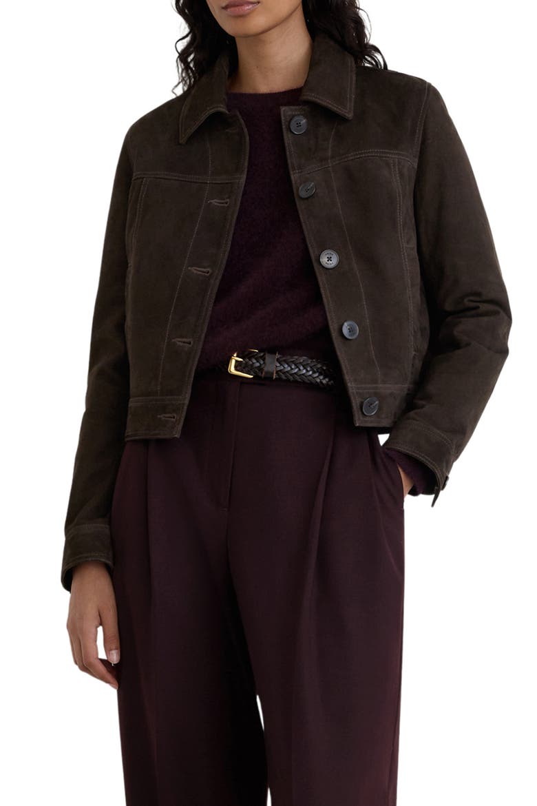 Callie Leather Jacket, Main, color, EBONY BROWN