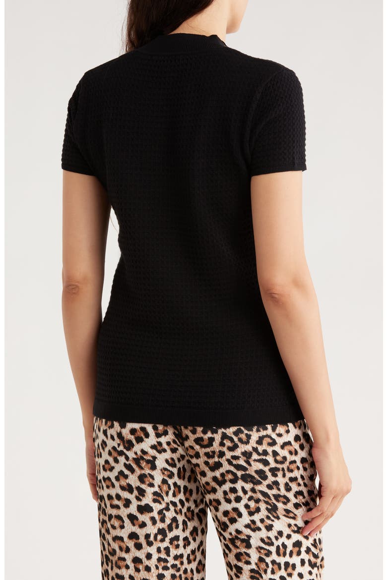 Mock Neck Short Sleeve Knit Sweater, Alternate, color, BLACK