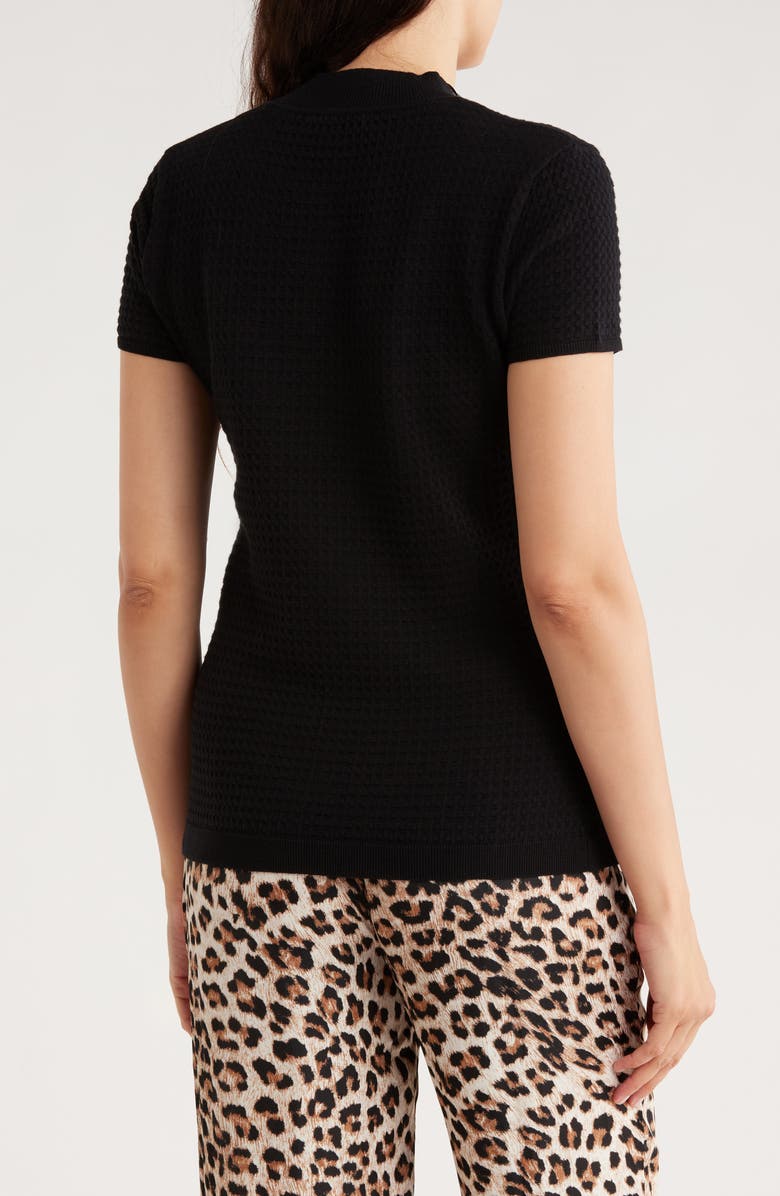 T Tahari Mock Neck Short Sleeve Knit Sweater, Alternate, color, Black