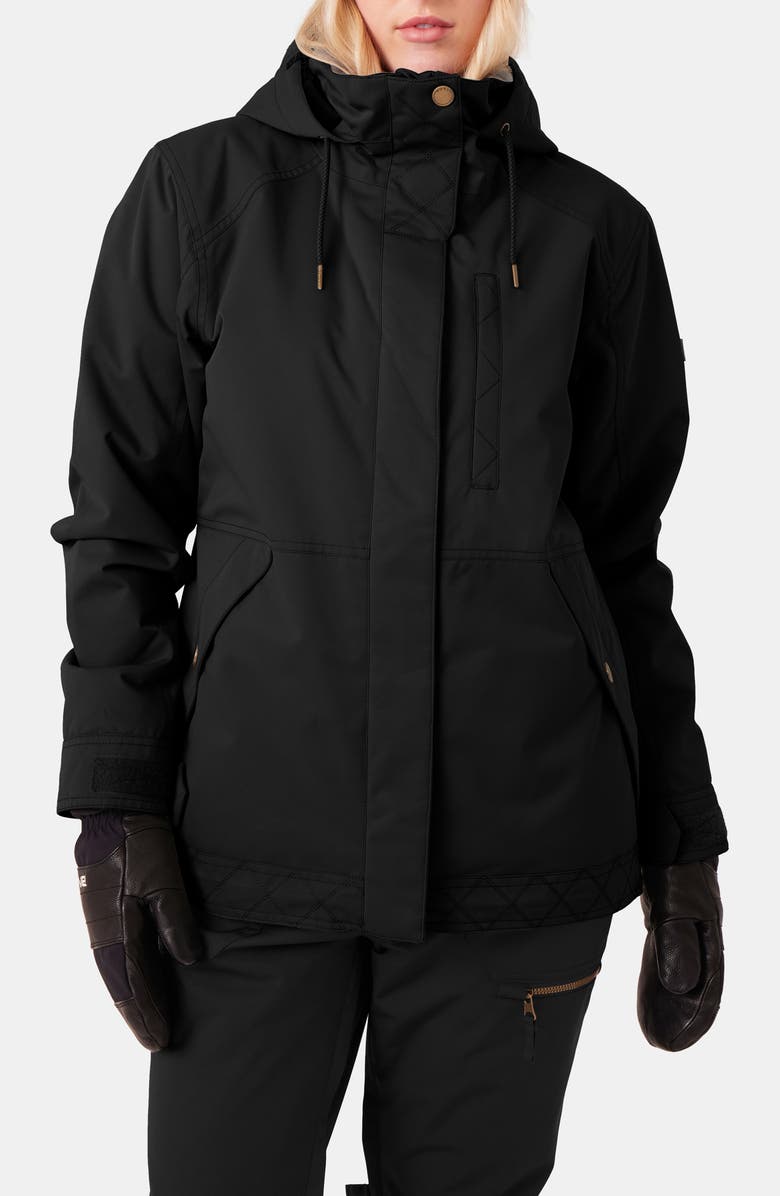 Roxy Billie Water Resistant Hooded Insulated Jacket, Main, color, Black