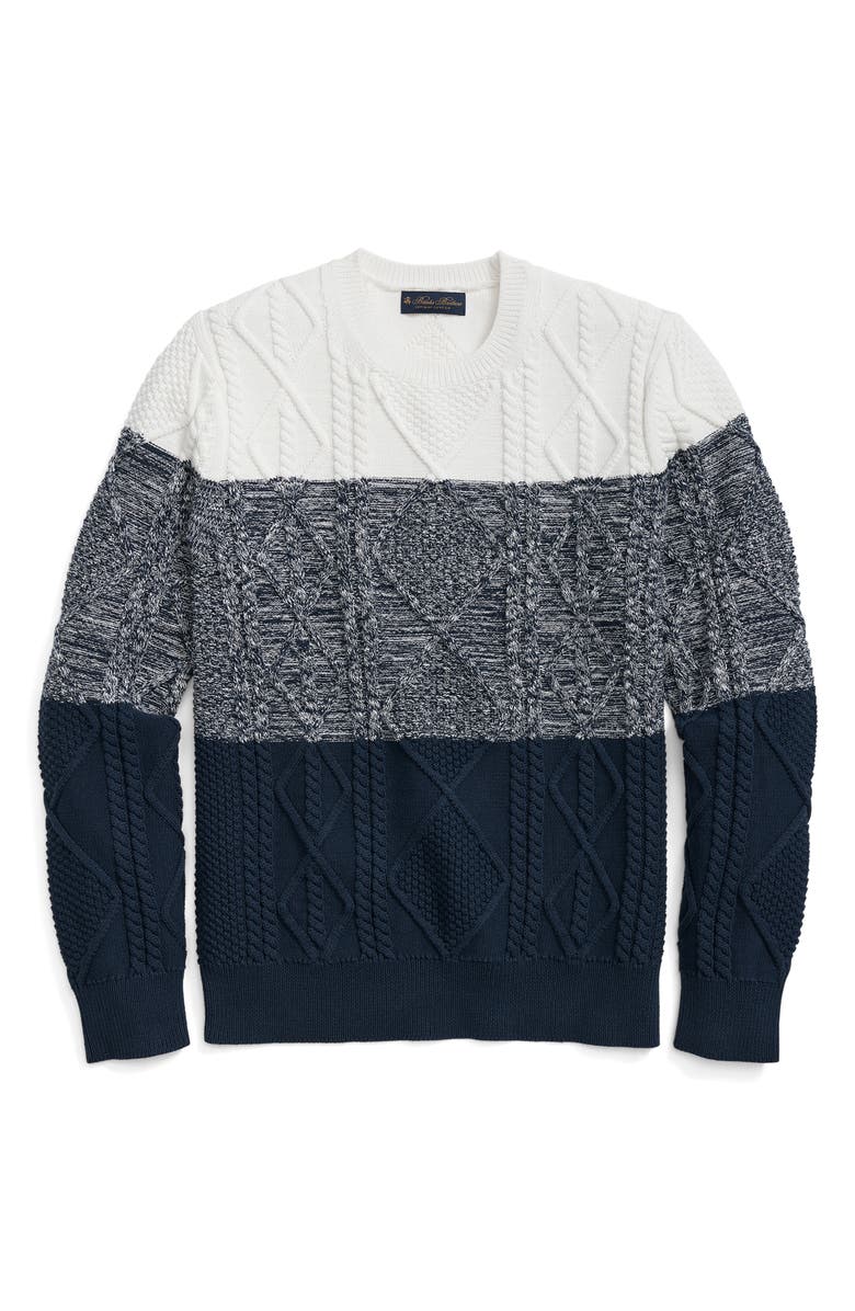 Brooks Brothers Cable Knit Supima<sup>®</sup> Cotton Sweater, Main, color, 