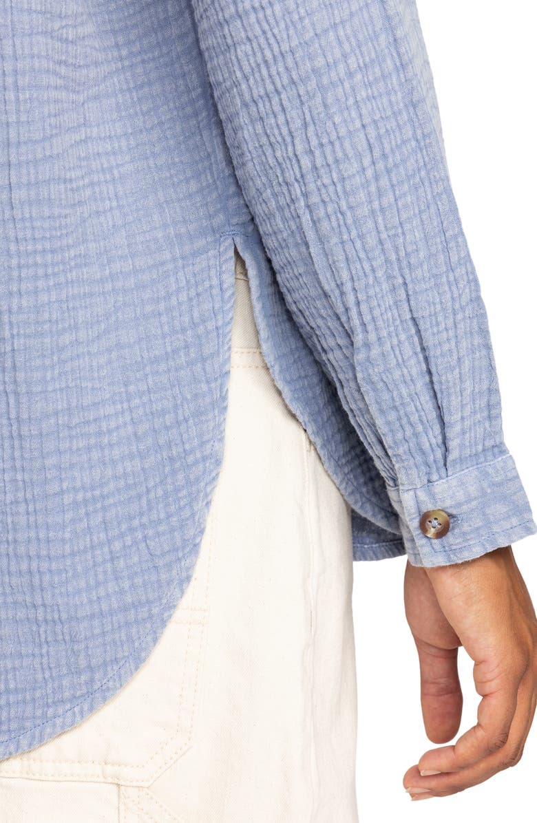 Roxy Morning Time Washed Cotton Button-Up Shirt, Alternate, color, Infinity B