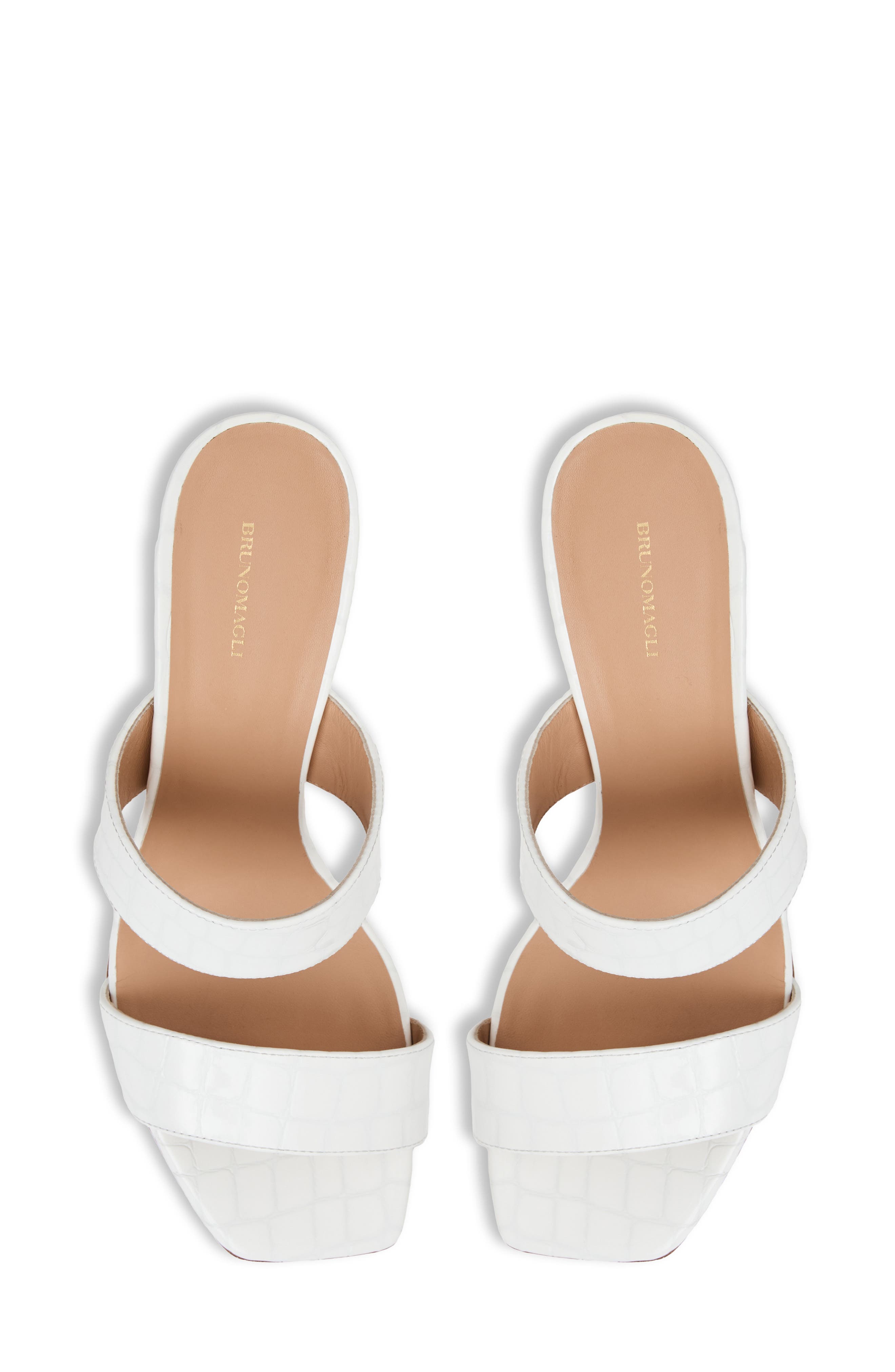 Vezza Embossed Slide Sandal, Alternate, color, BONE PATENT/ CROC