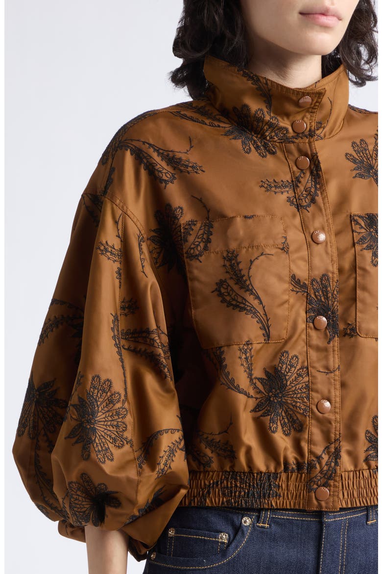 Iggy Embroidered Crop Jacket, Alternate, color, TOFFEE/ BLACK