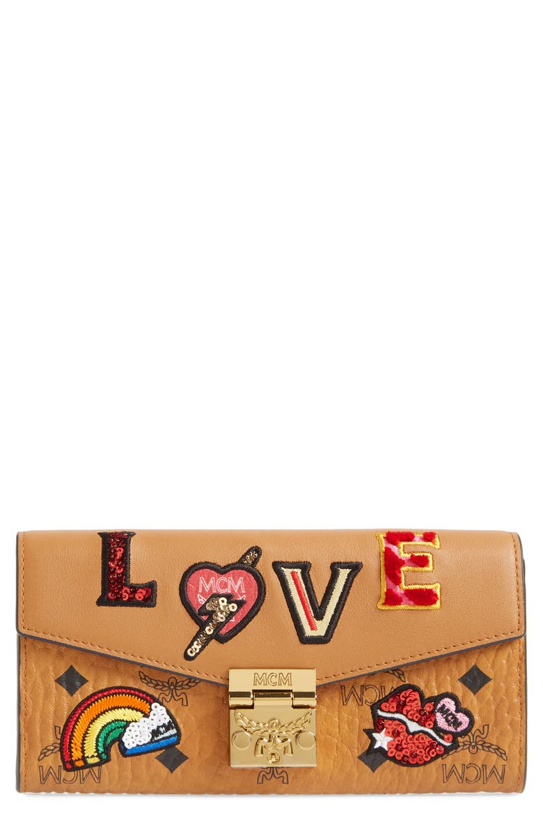 MCM Patricia Love Patch Wallet on a Chain, Main, color,