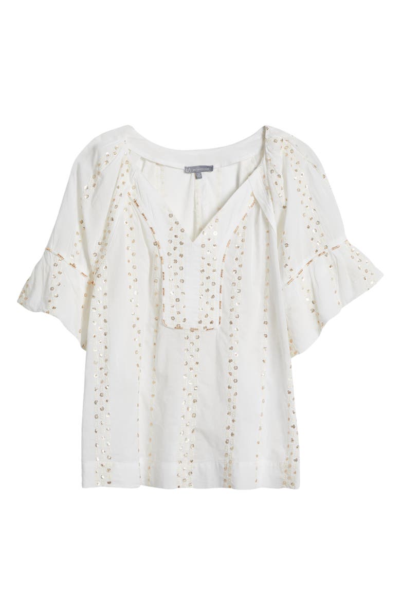 Wit & Wisdom Sequin Stripe Cotton Top, Alternate, color, 