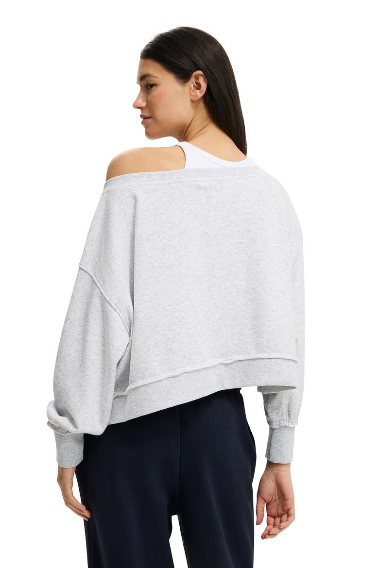Women's Off Shoulder Sweatshirt, Alternate, color, Soft Grey Marle