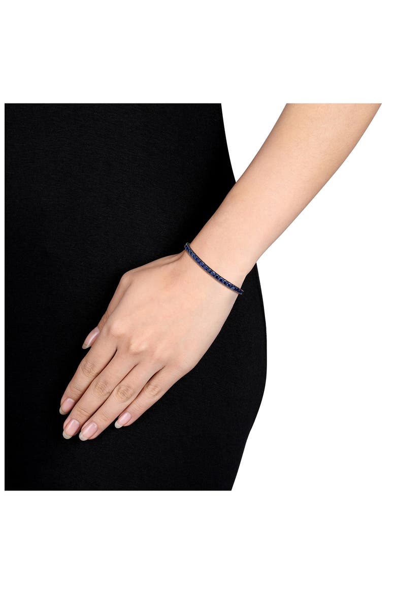 Men's Sterling Silver Lab Created Sapphire Bracelet, Alternate, color, BLUE