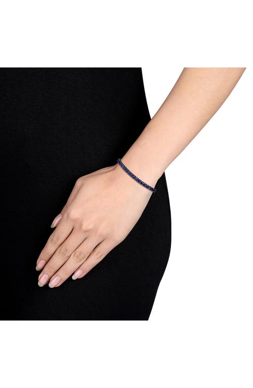 Delmar Sterling Silver Lab Created Sapphire Bracelet In Blue