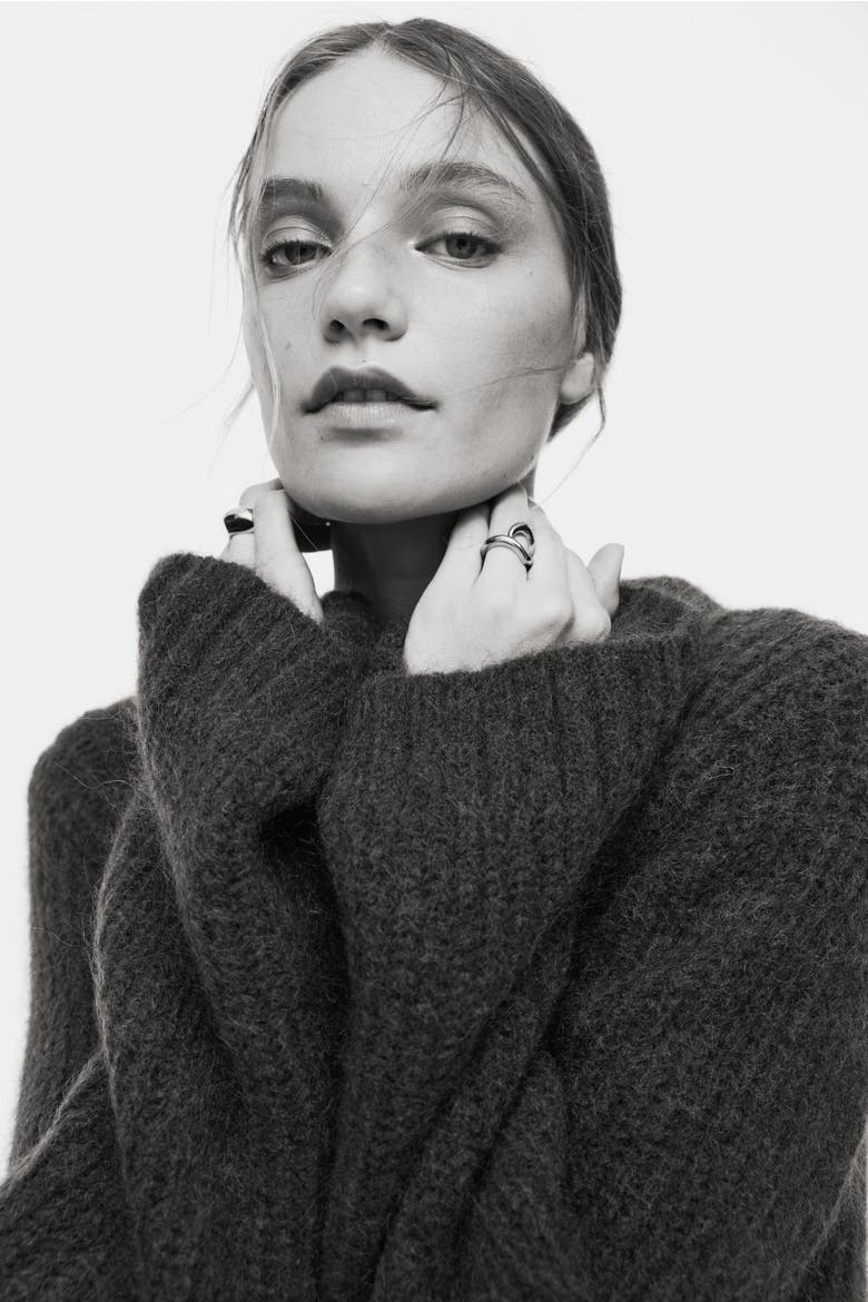 Mohair-blend Jumper, Alternate, color, Dark brown