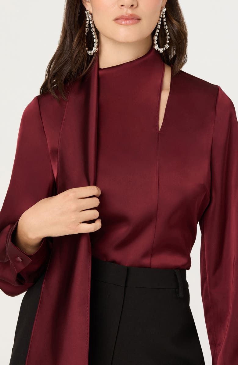 ASTR the Label Felista Scarf Neck Long Sleeve Shirt, Alternate, color, Wine